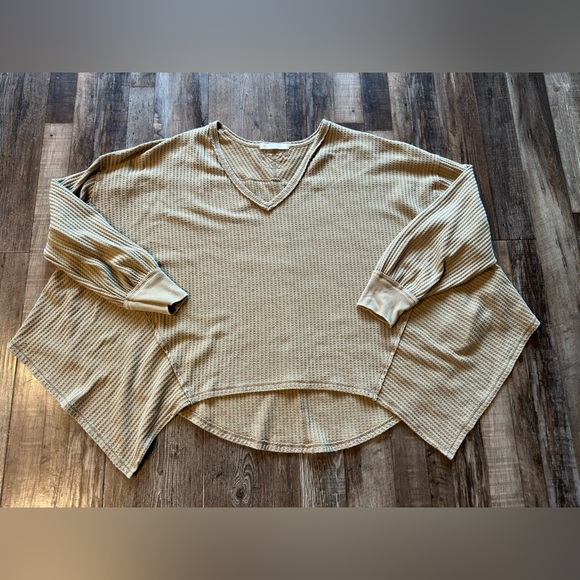 We the Free Free People Coraline Thermal Oversized Long Sleeve Large Yellow - Picture 2 of 4